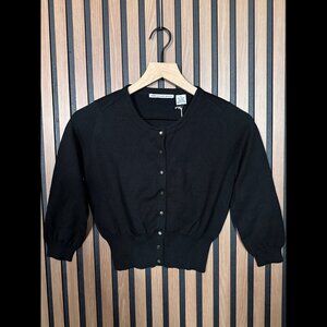 New Cotton by Autum Cashmere Top XS Womens Black Button Snap Stretch Knitted